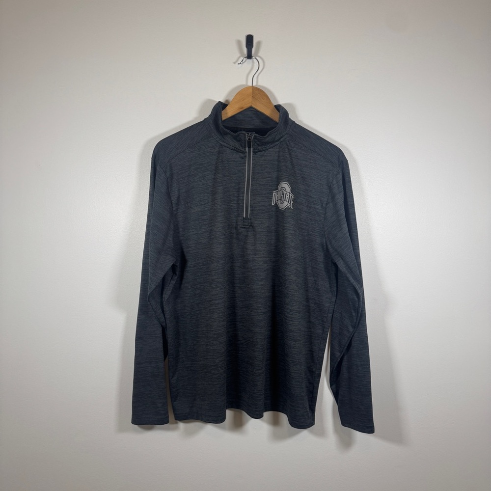 Ohio State Varsity Authentic Apparel Heather Gray Unisex Quarter-Zip Pullover